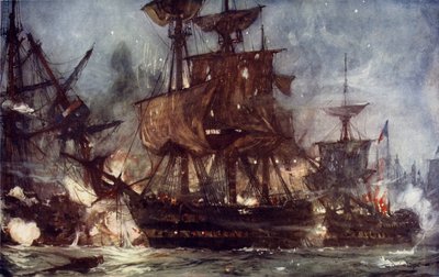 The Majestic at the Battle of the Nile, 1798 by Charles Edward Dixon
