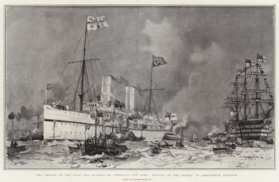 The Return of the Duke and Duchess of Cornwall and York, Arrival of the Ophir in Portsmouth Harbour by Charles Edward Dixon