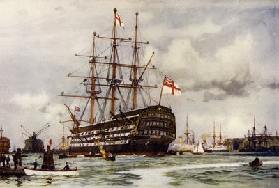 The Victory at Portsmouth, Came into Harbour from Last Commission Nov, 1812 by Charles Edward Dixon