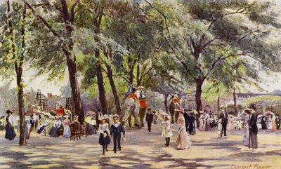 London Zoo: Broad Walk, with Elephants by Charles Edwin Flower