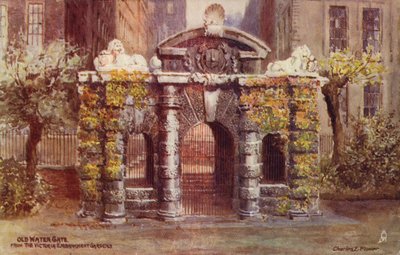 Old Water Gate from the Victoria Embankment Gardens in London by Charles Edwin Flower