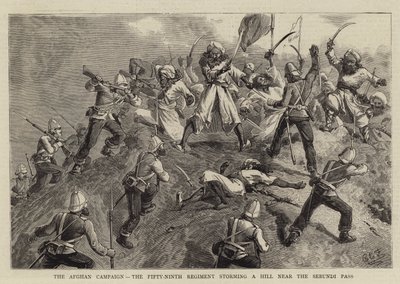 The Afghan Campaign, the Fifty-Ninth Regiment Storming a Hill near the Sebundi Pass by Charles Edwin Fripp