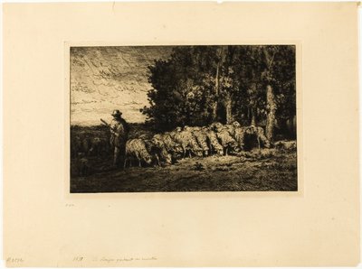 Flock of Sheep at the Edge of a Wood by Charles Emile Jacque