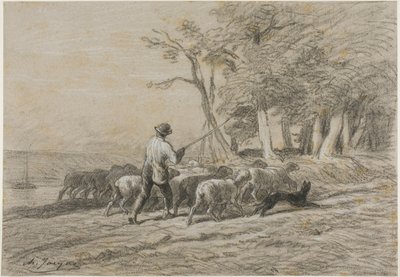 Shepherd and his Flock by Charles Emile Jacque