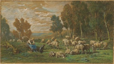 The Shepherdess by Charles Emile Jacque