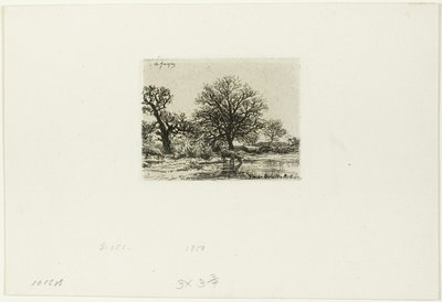 Trees and Cows near a Pond by Charles Emile Jacque
