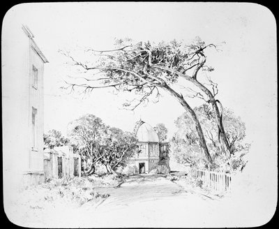 Astronomical glass plate of diagram of The Royal Observatory at Cape of Good Hope by Charles Ernest Peers