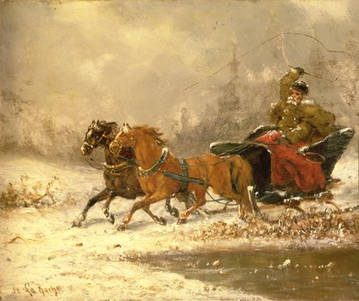 Returning Home in Winter by Charles Ferdinand De La Roche