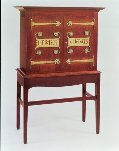 The Kelmscott Chaucer cabinet, designed by C.F.A.Voysey and made by F.Coote by Charles Francis Annesley Voysey