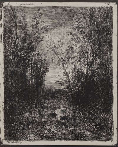 A Stream in a Glade, Original Impression 1862, Printed in 1921 by Charles Francois Daubigny