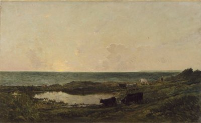 Sunset on the Coast at Villerville by Charles Francois Daubigny