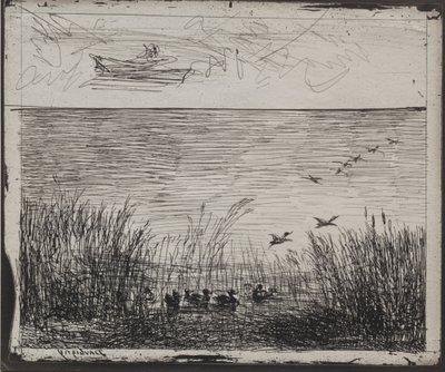 Swamp with Ducks, Original Impression 1862, Printed in 1921 by Charles Francois Daubigny