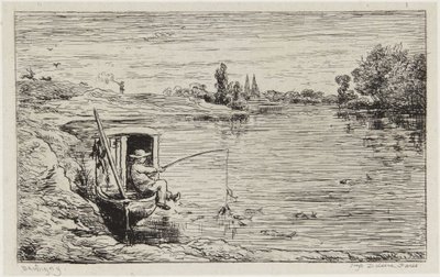 The Cabin Boy Fishing by Charles Francois Daubigny