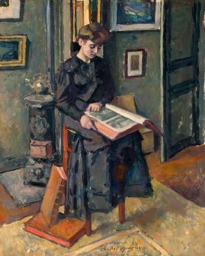 Young Girl with a Book by Charles Francois Prosper Guerin