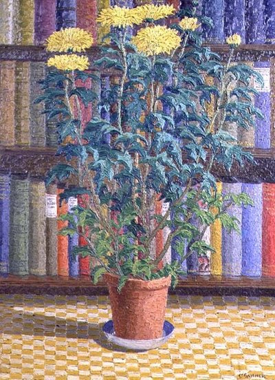 Yellow Chrysanthemums in a Flower Pot by Charles Ginner