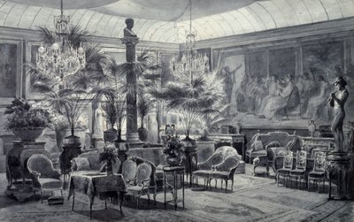Winter Garden of Princess Mathilde, Drawing in Gray Ink and Gouache by Charles Giraud by Charles Giraud