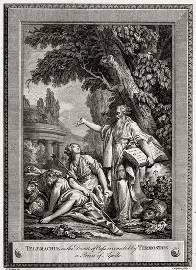 Telemachus in the Desert of Oasis, consoled by Termosiris a Priest of Apollo by Charles Grignion
