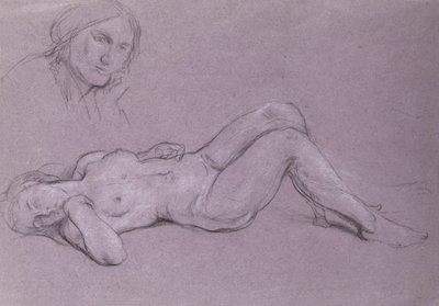 Study of a Reclining Nude Female Figure, with a Study of a Woman