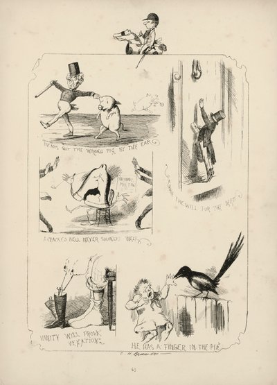Page from Proverbs with Pictures by Charles H Bennett by Charles Henry (after) Bennett