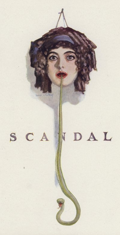 Scandal: snake coming out of the mouth of a woman by Charles Hubbard Wright