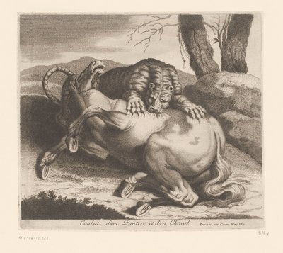 Fight between Panther and Horse (Animal Series) by Charles II Errard (attributed to)