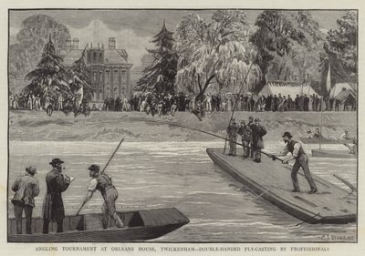Angling Tournament at Orleans House, Twickenham, Double-Handed Fly-Casting by Professionals by Charles J. Staniland