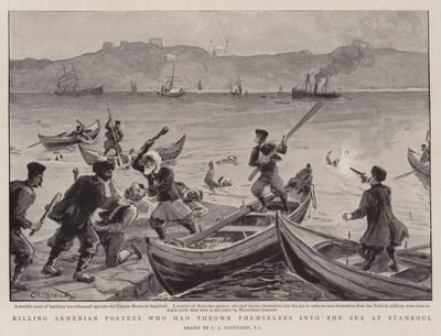 Killing Armenian Porters who had Thrown Themselves into the Sea at Stamboul by Charles J. Staniland
