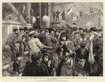 The Emigration of the Russian Jews, the Doctor examining Steerage Passengers before their Departure from Liverpool by Charles J. Staniland