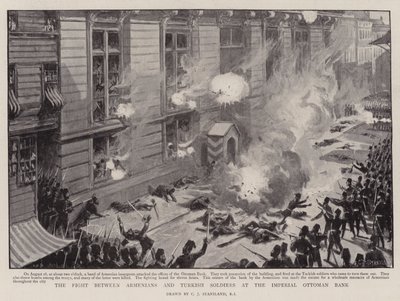 The Fight between Armenians and Turkish Soldiers at the Imperial Ottoman Bank by Charles J. Staniland