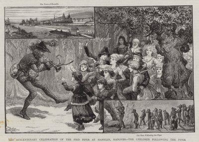 The Sexcentenary Celebration of the Pied Piper at Hamelin, Hanover, the Children following the Piper by Charles J. Staniland