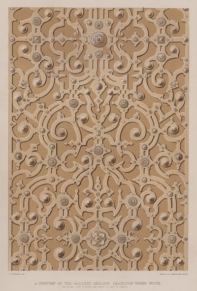 A portion of the gallery ceiling, Charlton House, Wilts, the ceiling is 17 ft in width and about 115 feet in length by Charles James Richardson