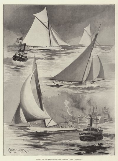 Contest for the America Cup, the American Yacht, Defender by Charles John de Lacy