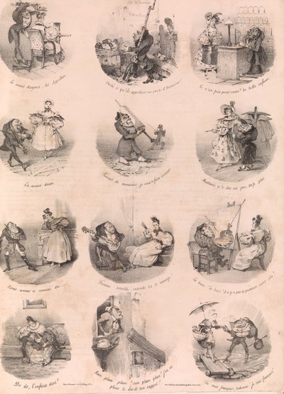 Twelve Satirical Vignettes by Charles Joseph Traviès de Villers