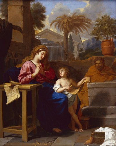 The Holy Family in Egypt with the Infant Christ Reading a Hebrew Script by Charles Le Brun
