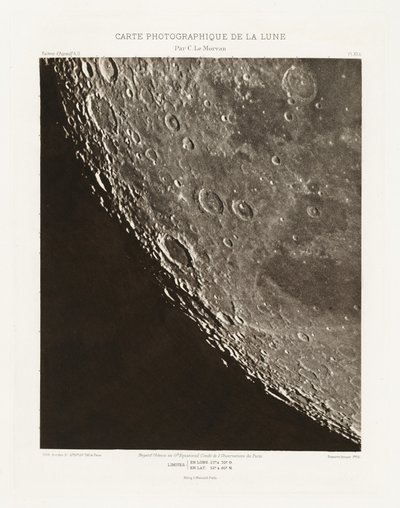 Photographic Chart of the Moon, plate XII.A, October 11 by Charles le Morvan