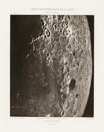 Photographic Chart of the Moon, plate XXI.A, October 23 by Charles le Morvan