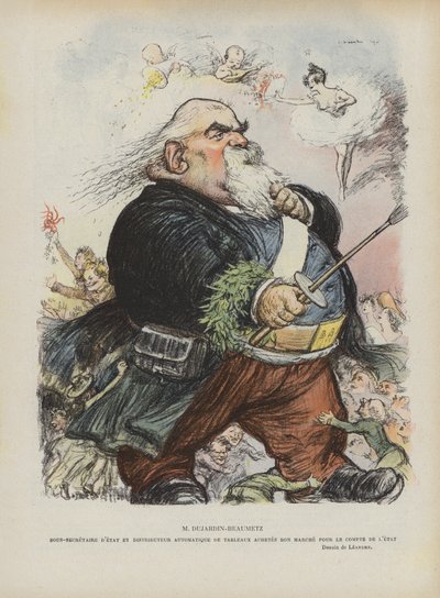 Caricature of French painter and politician Etienne Dujardin-Beaumetz by Charles Leandre