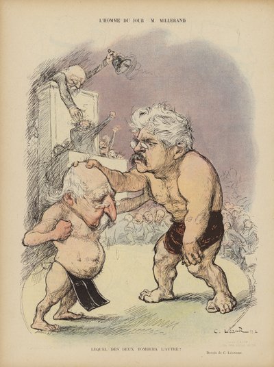 Caricature of French Politicians Emile Combes and Alexandre Millerand by Charles Leandre