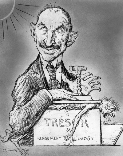 Cartoon by Charles Leandre of French Minister of Finances Charles de Lasteyrie by Charles Leandre