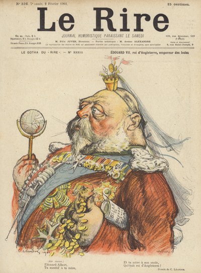King Edward VII of England, Illustration for Le Rire by Charles Leandre