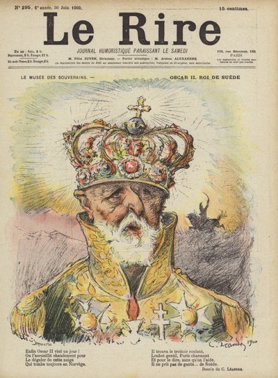 Oscar II, King of Sweden, Illustration for Le Rire by Charles Leandre