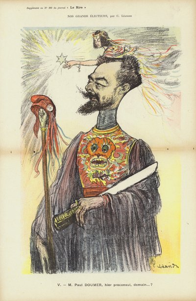 Paul Doumer, French politician, illustration for Le Rire by Charles Leandre
