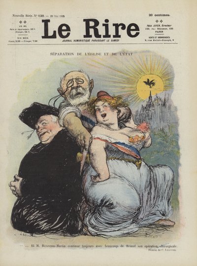 Separation of Church and State (Illustration for Le Rire) by Charles Leandre