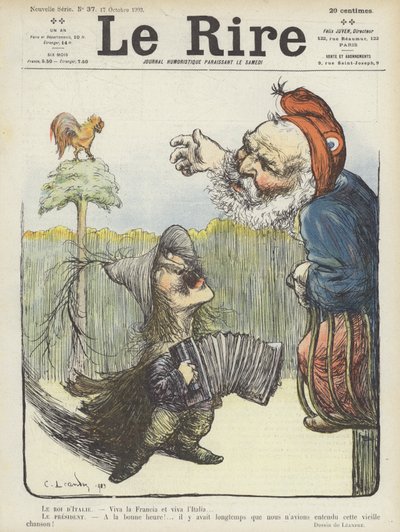 The King of Italy and the President of France. Illustration for Le Rire by Charles Leandre