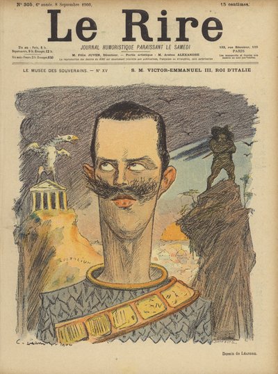 Victor Emmanuel III, King of Italy, Illustration for Le Rire by Charles Leandre