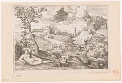 Landscape with Andromeda Guarded by the Dragon and Perseus Flying in a Cloud by Charles Macé (attributed to)