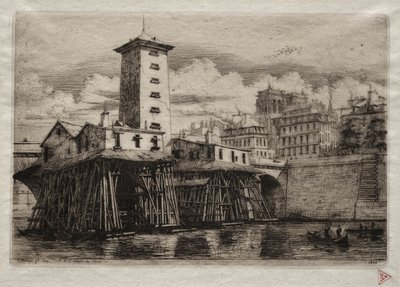Etchings of Paris: The Notre Dame Pump by Charles Meryon
