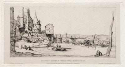 Footbridge Temporarily Replacing the Exchange Bridge, Paris, after the Fire of 1621, 1860 by Charles Meryon