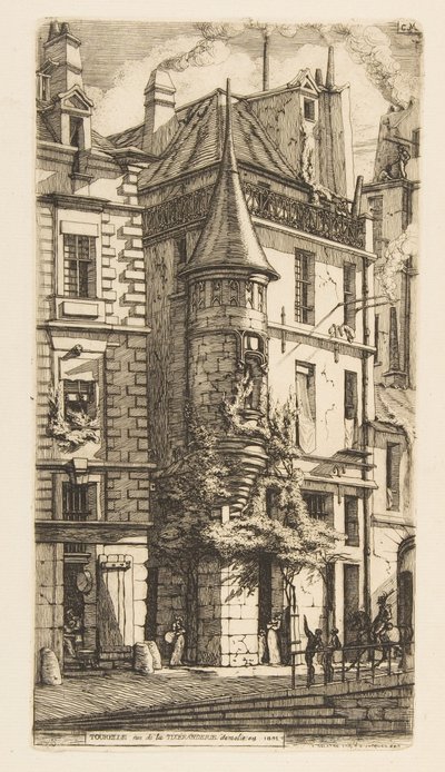 House with a Turret, Rue de la Tixeranderie, Paris by Charles Meryon