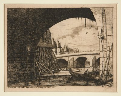 The Arch of the Notre-Dame Bridge, Paris by Charles Meryon
